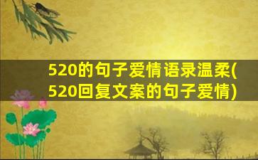 520的句子爱情语录温柔(520回复文案的句子爱情)