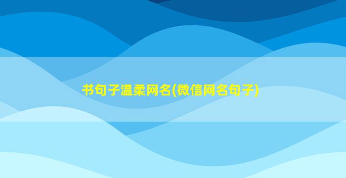 书句子温柔网名(微信网名句子)