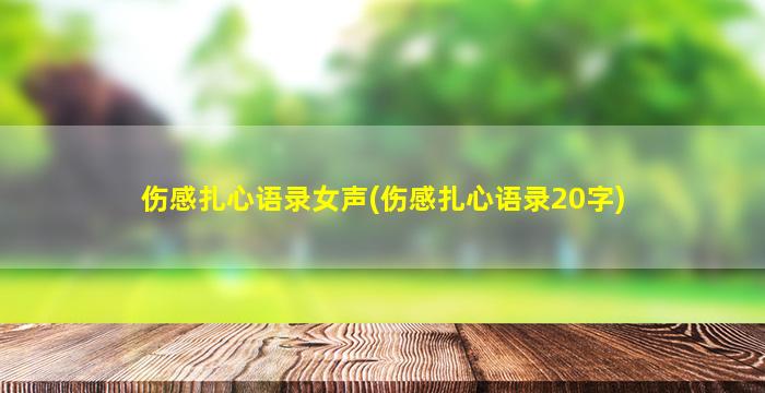 伤感扎心语录女声(伤感扎心语录20字)