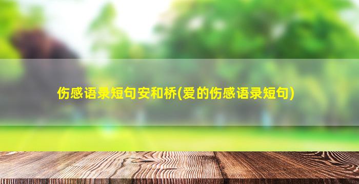 伤感语录短句安和桥(爱的伤感语录短句)