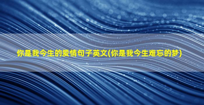 你是我今生的爱情句子英文(你是我今生难忘的梦)