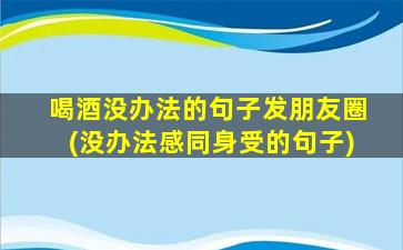 喝酒没办法的句子发朋友圈(没办法感同身受的句子)