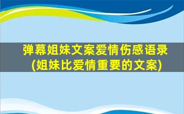 弹幕姐妹文案爱情伤感语录(姐妹比爱情重要的文案)