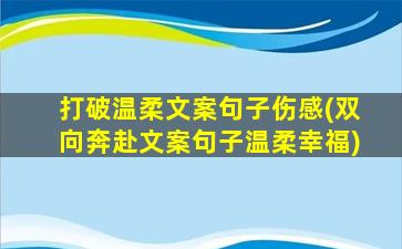 打破温柔文案句子伤感(双向奔赴文案句子温柔幸福)