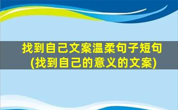 找到自己文案温柔句子短句(找到自己的意义的文案)