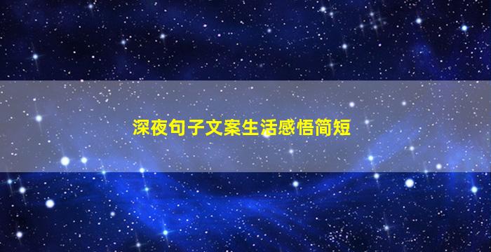 深夜句子文案生活感悟简短