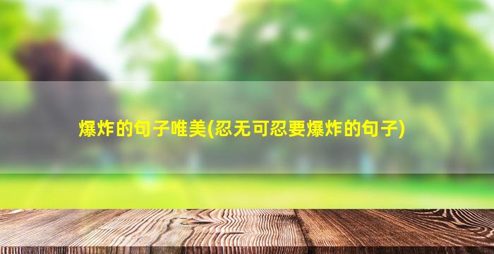 爆炸的句子唯美(忍无可忍要爆炸的句子)