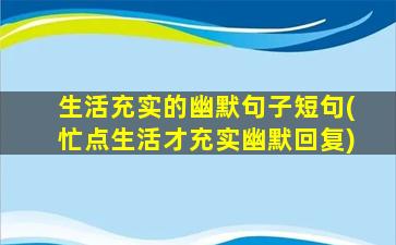 生活充实的幽默句子短句(忙点生活才充实幽默回复)