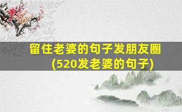 留住老婆的句子发朋友圈(520发老婆的句子)